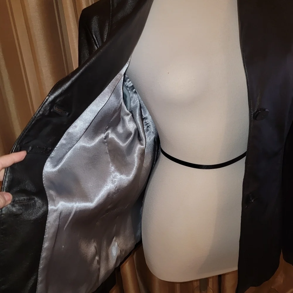 Wilsons Leather Black Leather Blazer Size Large - Picture 6 of 9